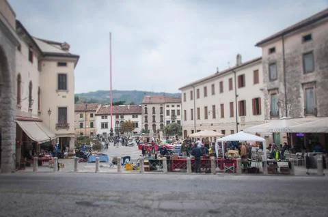 Tilt shift effect of open air market in historical place Stock Photos