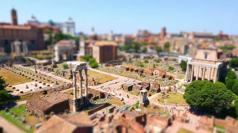 Tilt Shift Effect Roman Forum of Rome Stock Footage 53642277