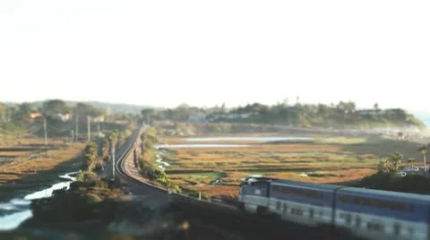 Tilt Shift Effect San Diego: Train going by Видео 10683419