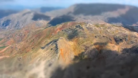 Tilt shift effect shows Taurus Mountains Antalya - Arid Slopes and Visual Style 스톡 동영상 339367718