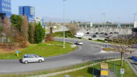 Tilt-Shift Miniature Timelapse Of City At Traffic Round Stock Footage 149192789