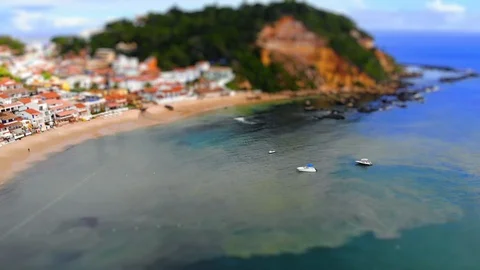 Tilt shift of Morro de Sao Paulo island beach. Bahia, Brazil. Aerial shot. Stock Footage 115568415