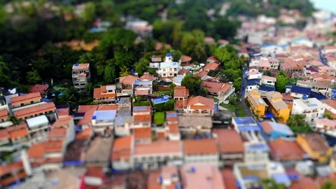 Tilt shift of Morro de Sao Paulo village and beach. Bahia, Brazil. Aerial shot. Stock Footage 115876239