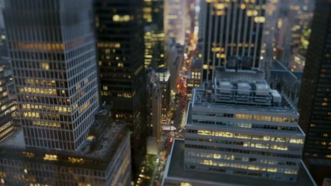 Tilt-shift NYC timelapse of streets at dusk Stock Footage 136443407