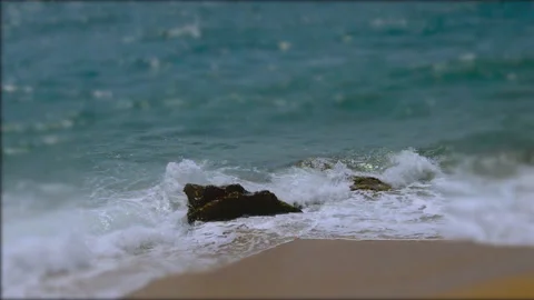 Tilt Shift Rock At The Beach Stock Footage 97228840