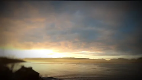Tilt-Shift Sunset Over River Clyde Estuary, Scotland. Video stock 179434145