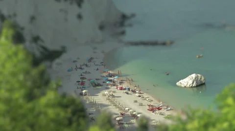Tilt shift time lapse of the beach in Numana, Italy. Stock Footage 64987382