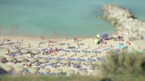 Tilt shift time lapse of a beach in Numana Stock Footage 64987435