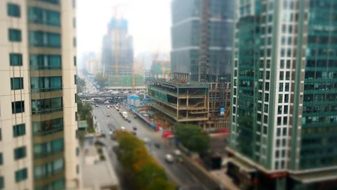 Tilt Shift Time Lapse of Busy City Stock Footage 77695510