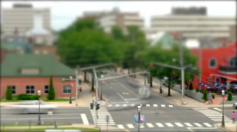 Tilt Shift Time lapse Effect Downtown City Traffic. Stock Footage 64910079