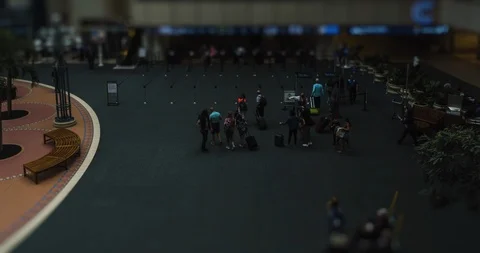 Tilt shift time lapse in MCO airport 스톡 동영상 115497591