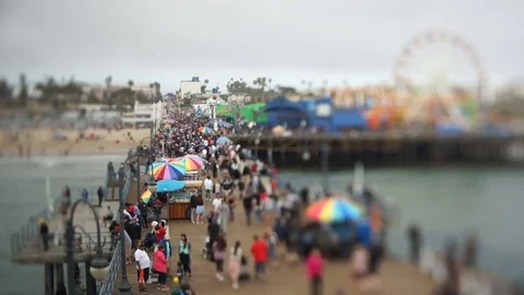 Tilt Shift Time Lapse of Santa Monica Pier Stock Footage 74101324