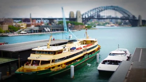 Tilt Shift Time Lapse shot of Sydney Ferry Stock Footage 82053050