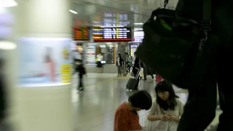 Tilt Shift Time Lapse in Tokyo, Japan Train Station Stock Footage 85299536