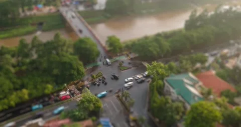 Tilt shift Time lapse traffic light in eastern jakarta city Video stock 149198067