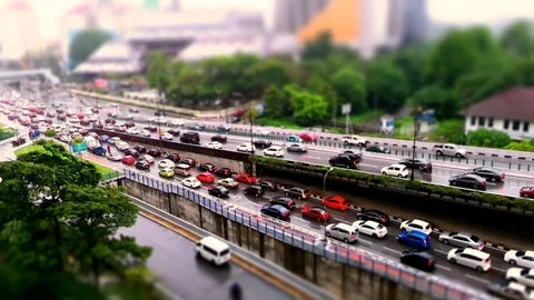 Tilt shift timelapse of Kuala Lumpur traffic jam Stock Footage 97932731