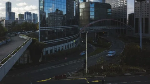 Tilt-Shift Timelapse of Paris Central Business District Stock Footage 127183759