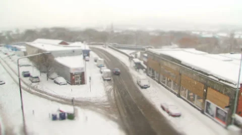 Tilt shift traffic in the snow timelapse 스톡 동영상 991227