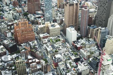 Tilt shift view of manhattan's streets Stock Photos