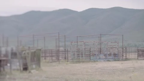 Tilt Shift Wide Shot of a Corral Near Parshall Colorado Vídeo Stock 307164660