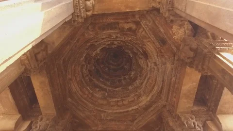 Tilt shot of Ancient Hindu Monument. Stock Footage