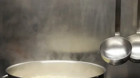 Tilt shot of bean sprouts drained, ramen bar, Florence, Italy, HD Stock Footage 93100859