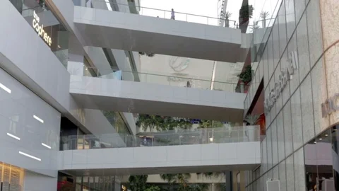 Tilt shot between the helix building and emquartier Stock Footage 88020518