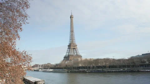 Tilt Up Shot from Croissant to Eiffel Tower in Cinematic Daylight Paris France Stock Footage 324472986