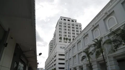 Tilt Shot of Eastern &amp; Oriental Hotel in Farquhar Street in Penang Stock Footage 48136884