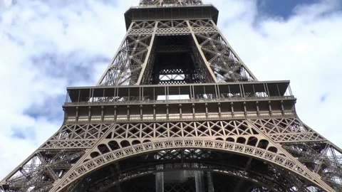Tilt Up Shot Of The Eiffel Tower in Paris On a Bright Sunny Summers Day Stock Footage 72120999