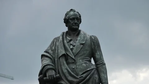 Tilt Shot Of Goethe Statue Old Town Frankfurt Am Main Germany Stock Footage 80755795