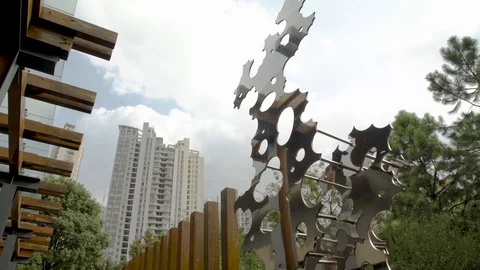 Tilt Shot of the inside of a statue in the sculpture garden Stock Footage 129804817