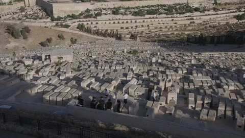 Tilt shot of Jerusalem with the Temple Mount Stock Footage 86114367