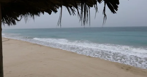 Tilt shot from left to right along the sandy beach Stock Footage 122015182