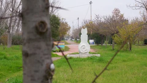 Tilt up shot of the marble cat statue in Izmir, December 20, 2025 Stock Footage 326443384