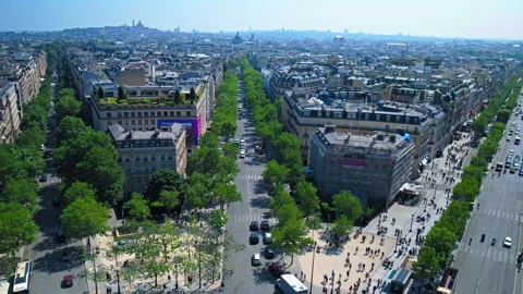 Tilt shot of the panoramic view of Paris from above. Stock Footage 245453887