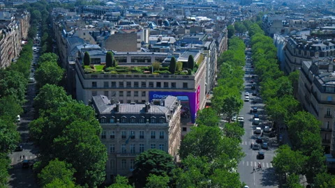 Tilt shot of the panoramic view of Paris from above. Stock Footage 245453894