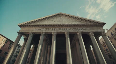 Tilt up shot of Pantheon of Rome, Italy. Stock Footage