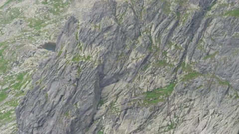 Tilt shot of rock surface with vegetation, Tatras, Slovakia. 4k Stock Footage 168346729