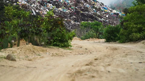 Tilt up shot of stack of different types of large garbage dump, plastic 動画素材 156728256