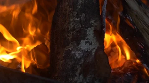 Tilt up on slow Motion Fire Flames 96fps Stock Footage 49018502