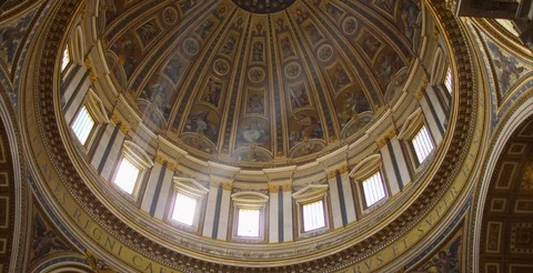 Tilt up of the St. Peters Basilicas ceiling Stock Footage 86652015