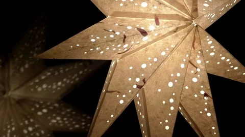 Tilt: Star lamp and reflection in a window pane, Christmas decoration, lighting Stock Footage 83897951