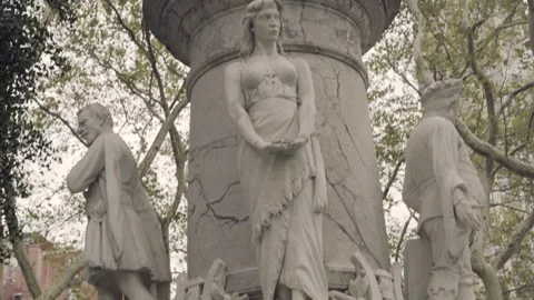 Tilt up statue Manhattan Upper West Side New York City 4k Stock Footage 255754535