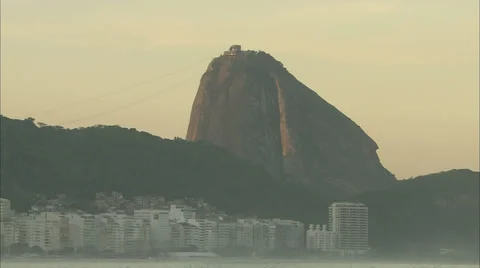 Tilt up to Sugarloaf Mountain sunset Stock Footage 35252983