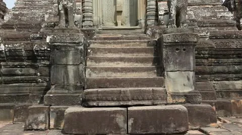 Tilt up of top monolith at Pre Rup Stock Footage 12438892