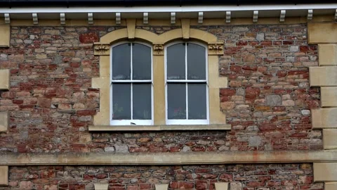 Tilt upwards old antique windows B Stock Footage 274092214