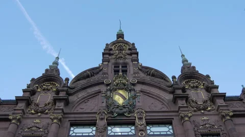 Tilt view of the facade of University Library of Heidelberg Stock Footage 60679516