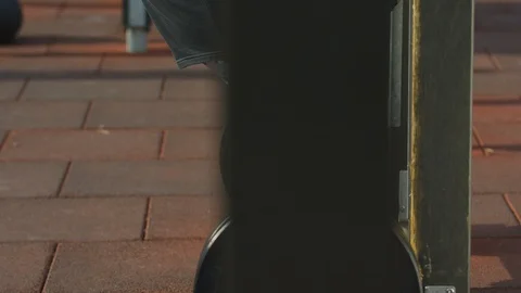 Tilt up view of a man lifting weights Stock Footage 100034115