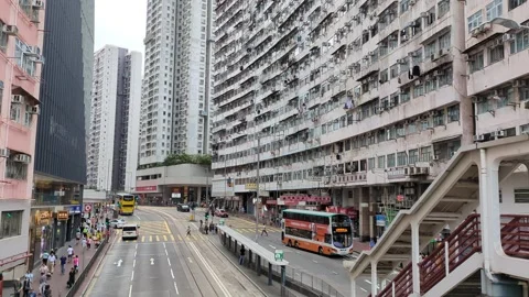 Tilt up view of the Monster building and King's Rd Hong Kong Stock Footage 271240366